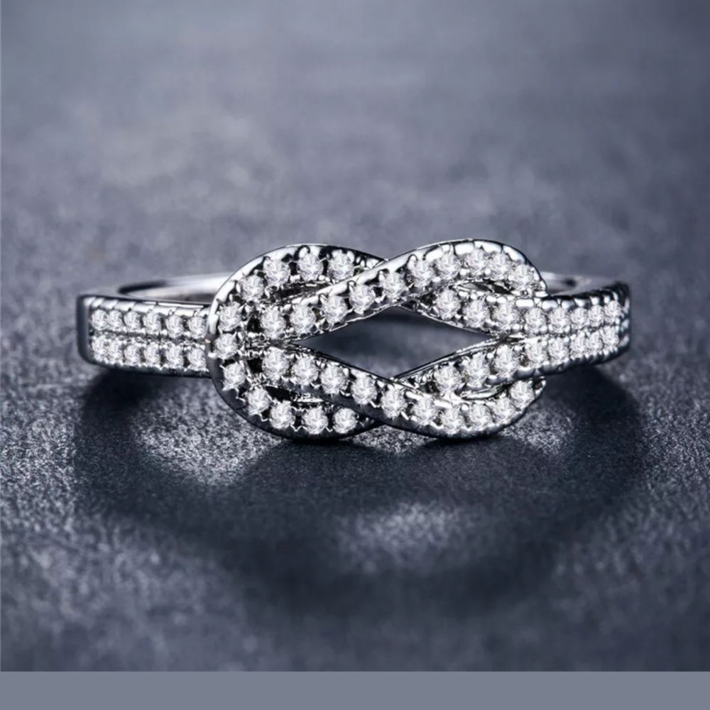NWT Infinity diamond sterling ring, size 8
